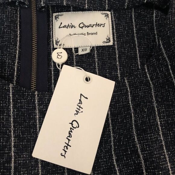 LATIN QUARTERS Blouse Blue/White Striped P… - Picture 5 of 7